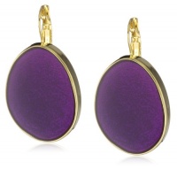 Kenneth Jay Lane Purple Enamel Flat Disc Drop Earrings