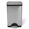 simplehuman Step Trash Can, Rectangular, Fingerprint-Proof, Brushed, 10 Gallons