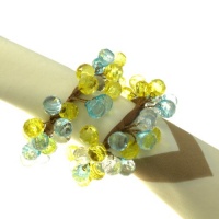 Yellow & Aqua Beaded Napkin Ring, Set of 2