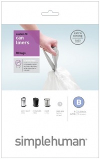 simplehuman Custom Fit Trash Can Liner B, 30 ct, 6 Liters / 1.6 Gallons