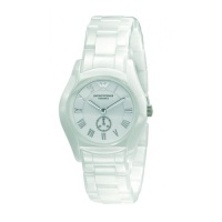 Emporio Armani Ladies White Ceramic Watch with White Dial