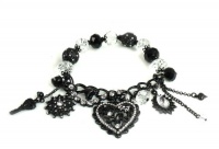 Betsey Johnson Jewelry Iconic Jet Crystal Heart Bracelet New 2012