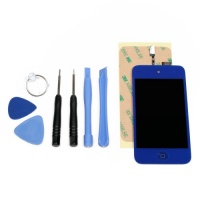 Blue iPod Touch 4th Gen LCD Digitizer Glass Screen Assembly, Home Button, Tools and Adhesive