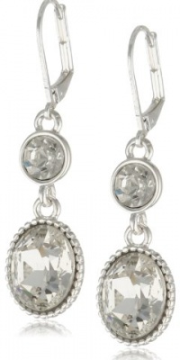 Nine West We Do I Do Crystal Silver-Tone Crystal Double Drop Earrings