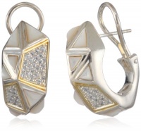 Kara Ross Pyramid Mother-Of-Pearl and White Sapphires Huggie Earrings