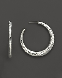 Striking sterling silver hoops, hammered for beautiful texture.