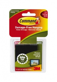 Command Medium Picture Hanging Strips, Black, 6-Strips