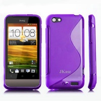 JKase Premium Quality HTC One V / T320e HTC Primo Streamline TPU Case Cover - Retail Packaging-Purple