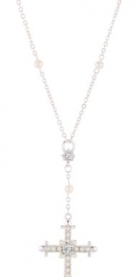 The Vatican Library Collection Silver-Tone Crystal Pearl Cross Necklace