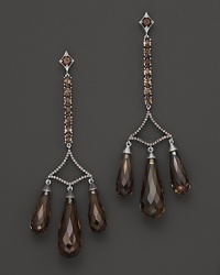 Badgley Mischka Smokey Quartz With Brown Diamond Drop Earrings