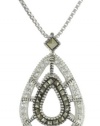 Judith Jack Caged In Item Sterling Silver and Swarovski  Marcasite Open Tear Drop Pendant Necklace