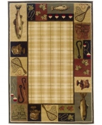 Catch of the day. Anglers and outdoorsmen will find plenty to love on this bordered Sphinx area rug. Made from soft polypropylene for superb durability.