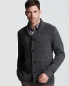 A warm shawl collar cardigan keeps you company by the fire, and with a chunky ribbed placket you can wear it out for a sophisticated look.