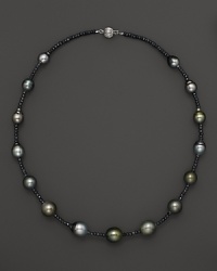 14K White Gold Semi-Baroque Tahitian Pearl Necklace, 18