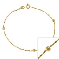 14k Gold Filled Italian Twisted Serpentine Beaded Chain Bracelet