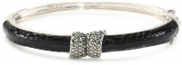 Judith Jack Exotic Marcasite and Black Ostrich Bangle Bracelet