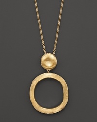 A gleaming, textured gold bead tops a striking circle on this 18K yellow gold necklace from the Jaipur Collection.