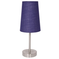 Home Design Brushed Nickel Table Lamp with Blue Fabric Shade