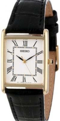 Seiko Men's SNF672 Dress Black Leather Strap Watch