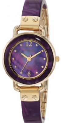 Armitron Women's 75/4033VMGP Gold-Tone and Purple Resin Bangle Bracelet Watch