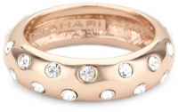 T Tahari Rose Gold Band Ring with Scattered Crystals, Size 7