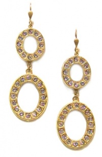 Catherine Popesco 14K Gold Plated Double Tier Circle Clear Swarovski Crystal Dangle Earrings