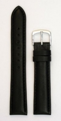 Men's Padded Genuine Leather Watchband - Color Black Size: 22 MM Regular