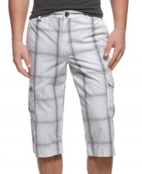 Change your normal pattern with these lengthy plaid shorts from INC International Concepts.