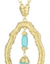 T Tahari Marrakesh Gold and Turquoise-Color Pendant Necklace