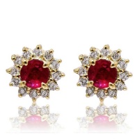 Effy Jewelry 14k Yellow Gold Diamond & Ruby Earrings (0.89 TCW)