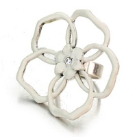 Pilgrim White Open Flower Ring With Swarovski Crystal, 7 Inch