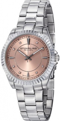 Stuhrling Original Women's 408L.12114 Aquadiver Regatta Lady Marine Swiss Quartz Rose Tone Dial Stainless Steel Bracelet Watch