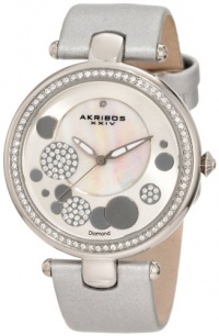 Akribos XXIV Women's AKR434SL Diamond Silver Sunray Diamond Dial Quartz Strap Watch