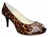 Michael Kors Flex Women's Luggage Printed Haircalf Heel Open Toe Pump Shoe