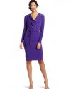 Jones New York Women's Mj Cowl Neck Tie Belt Dress, Purple, 12