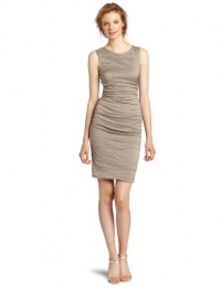 Nicole Miller Women's Tucked Sheath Dress, Putty, 4