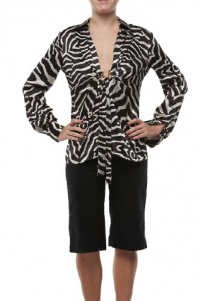 Roberto Cavalli - Animal Black White Blouse Shirt