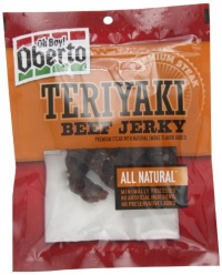 Oh Boy! Oberto Natural Style Beef Jerky, Teriyaki, 3.25-Ounce package (Pack of 4)