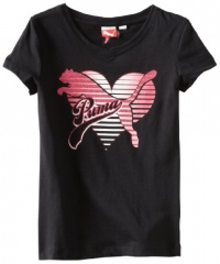 Puma - Kids Girls 7-16 Core Heart T-Shirt, Black, Small