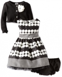 Sweet Heart Rose Baby-Girls Infant Polka Dot Special Occasion Dress, Black/White, 12 Months