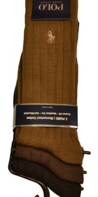 Polo Ralph Lauren Men's 3 Pack Socks Light Brown/Brown/Black