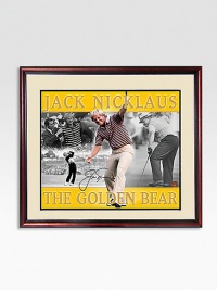 Jack Nicklaus is on the short list of the greatest golfers to ever play the game. The Golden Bear won 18 major championships during his illustrious career, winning the Masters six times, U.S. Open four times, the British Open three times and the PGA Championship five times. Nicklaus officially retired in 2005 but remains a beloved ambassador of the game. This handsome collage is hand-signed by Nicklaus and arrives in a wood frame.