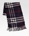 Soft, luxurious cashmere woven in the iconic check pattern. 66 X 11¾ Cashmere; dry clean Made in Scotland