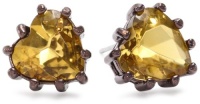 Betsey Johnson Iconic Autumn Crystal Heart Stud Earrings