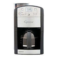 With 900 watts of power, 6 oz bean container capacity, and easy to read illuminated LCD display, this coffee maker makes waking up in the morning a lot easier. Three programmable coffee strength settings (mild, medium and strong).