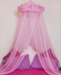 Fit for your little princess, the Feather Boa bed canopy brings a glamorously regal touch to any room with its layered mosquito netting and chic boa at top, all in a sugary sweet pink shade.