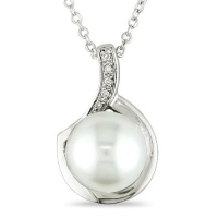 Sterling Silver FW Pearl and Diamond Pendant