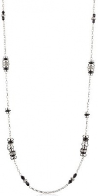 Nine West Silver-Tone Plated 48 Jet and Crystal Necklace