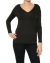 Women's Vince Double V-Neck T-Shirt in Black Size XS