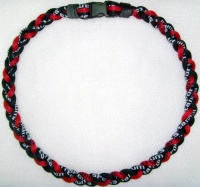 Titanium Sports Tornado Baseball Necklace - 20 Red/Black